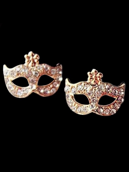 Jewelry - “Crystal Masquerade Mask” Eyes Wide Shut Masque Carnival Circus Mardi Gras Studs